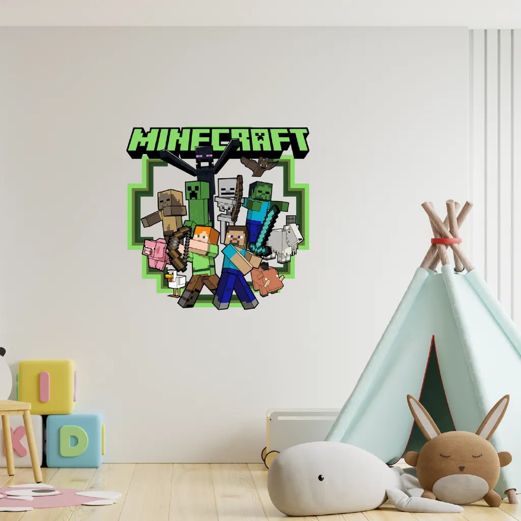 60x60cm Minecraft 2 - textilná nálepka na stenu