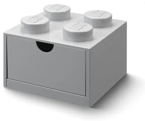 Sivý stolový box so zásuvkou LEGO® Brick, 15,8 x 11,3 cm