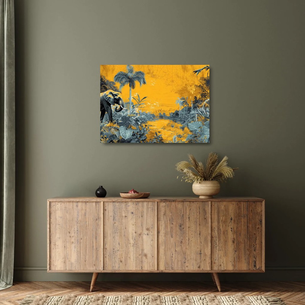 Sklenený obraz - Slon v prírode (70x50 cm)