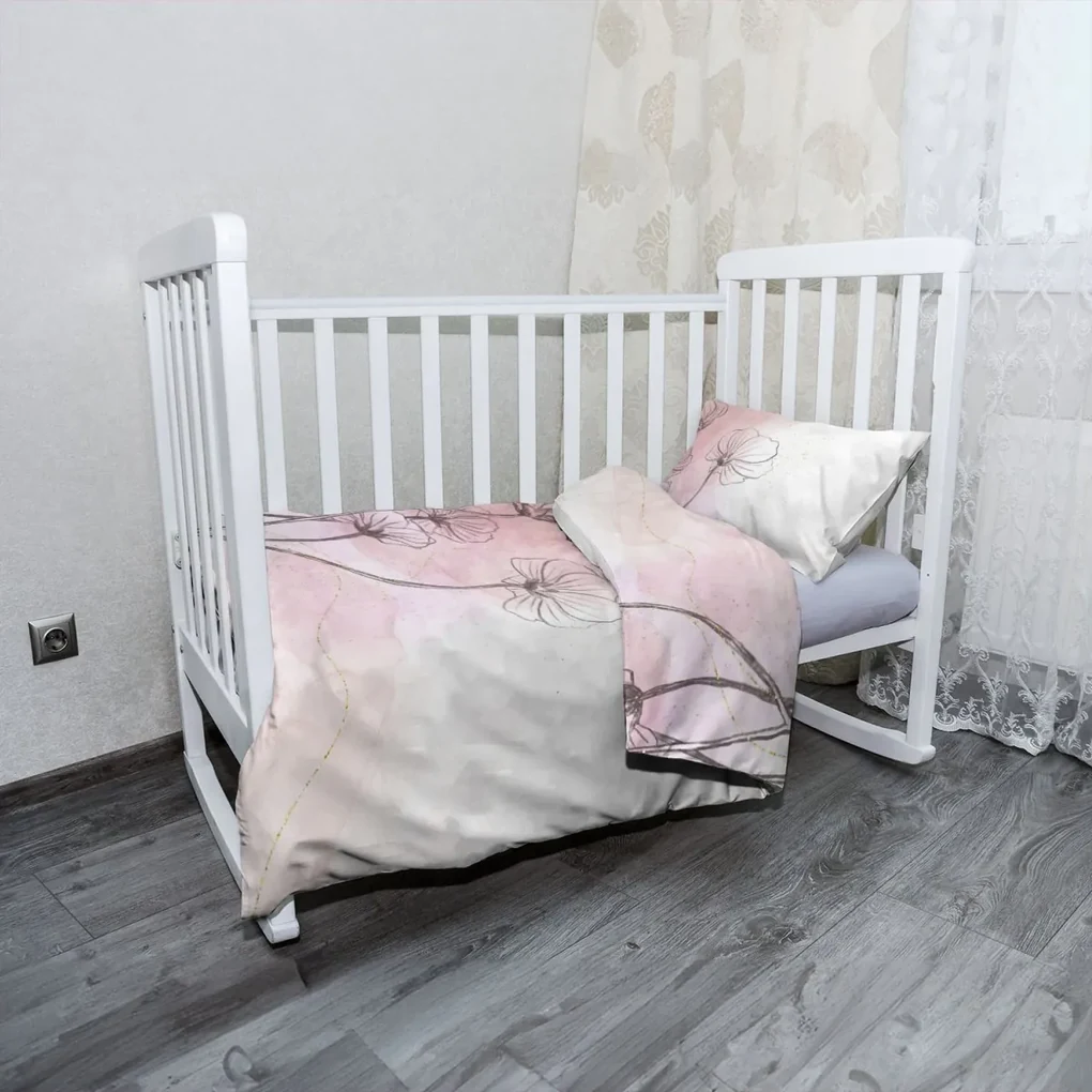 Sablio Mikroplyšové detské obliečky do postieľky Ružový akvarel - 120x90 / 40x60