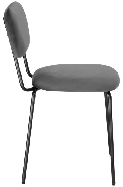 Jedálenská stolička LOUIS zamatová, čierna / grafitová