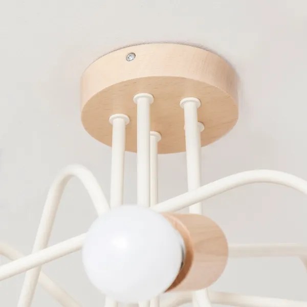 Prisadený luster OXFORD 5xE27/15W/230V borovica/krémová