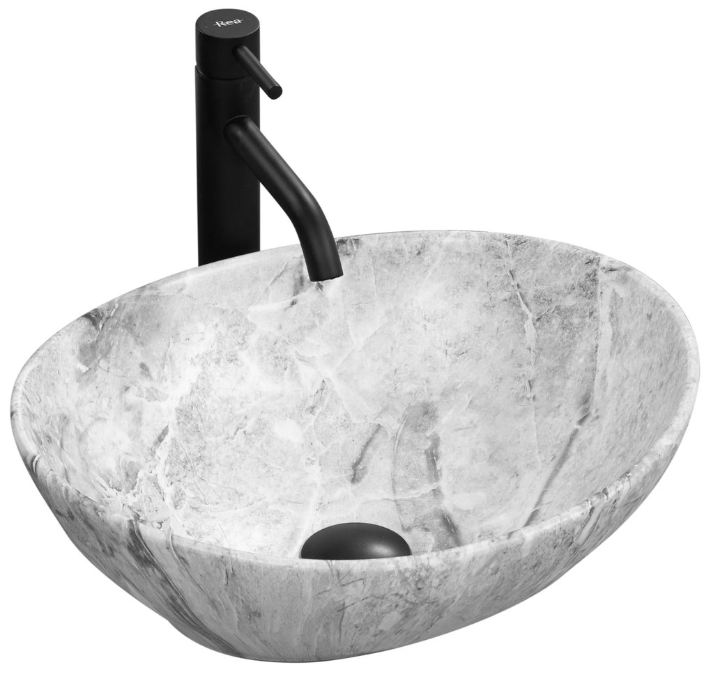 Rea Sofia Light Stone, umývadlo na dosku 410x345x150 mm, imitácia kameňa-šedá, REA-U9908