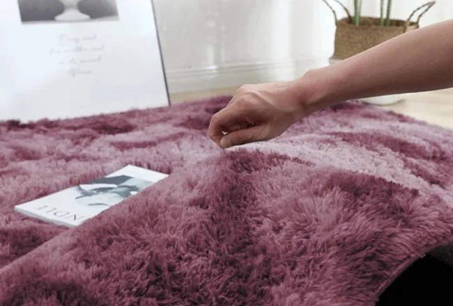 Protišmykový koberec SHAGGY ombré, červený kruh