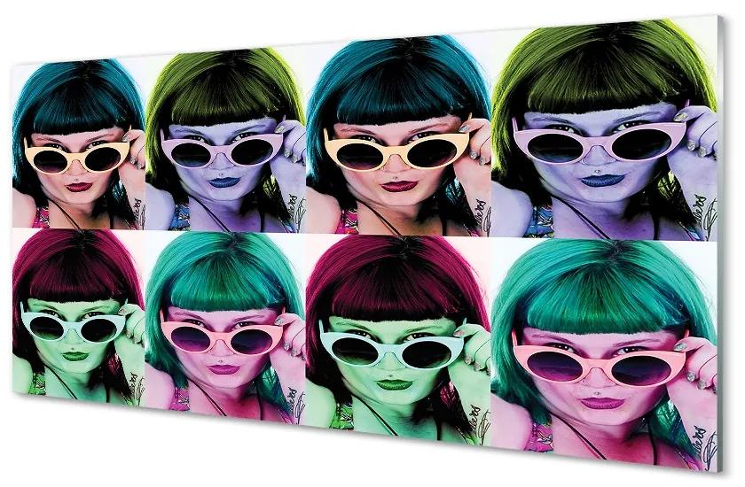 Obraz na skle Ženského vlasy farebné okuliare 140x70 cm
