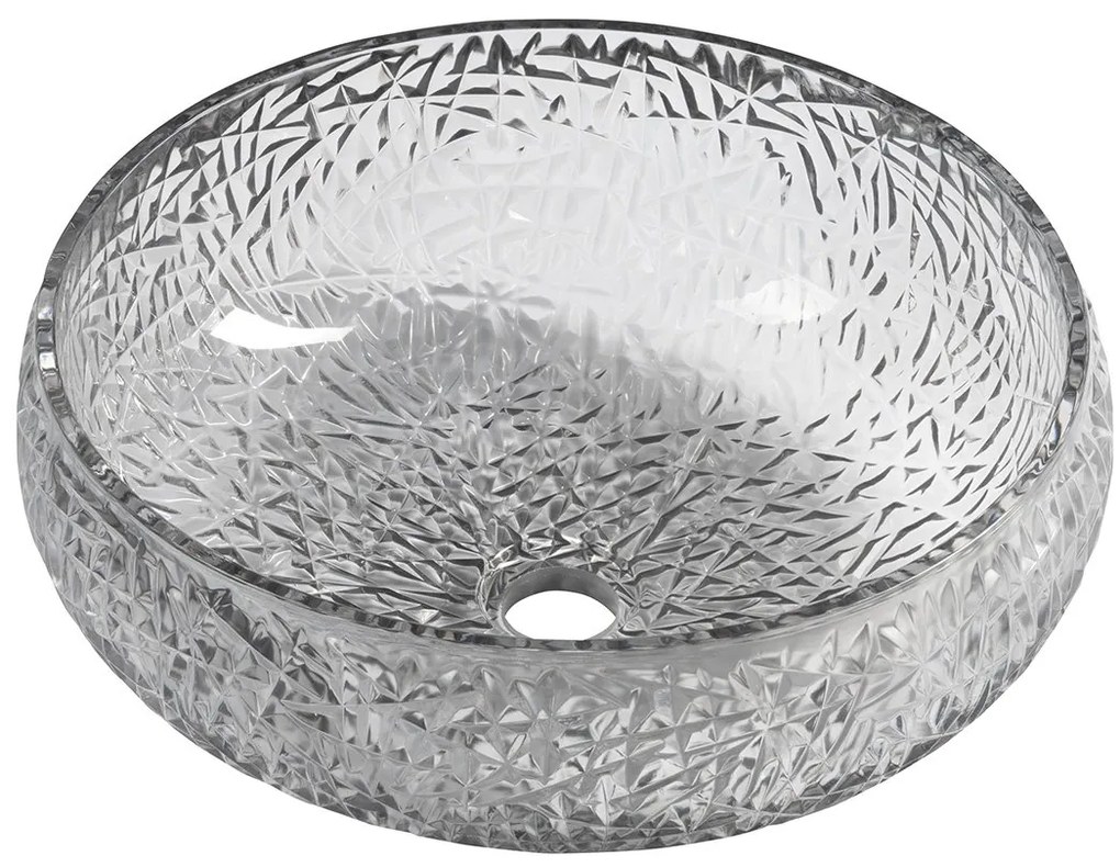 Sapho Sapho, GAVIOTA gravírované sklenené umývadlo na dosku Ø 42 cm, čierna, TY306
