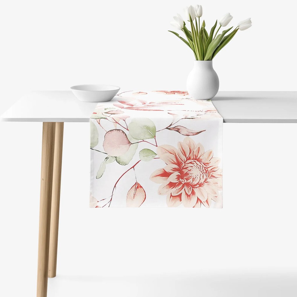 Goldea behúň na stôl 100% bavlnené plátno deluxe - akvarelové kvety 35x120 cm