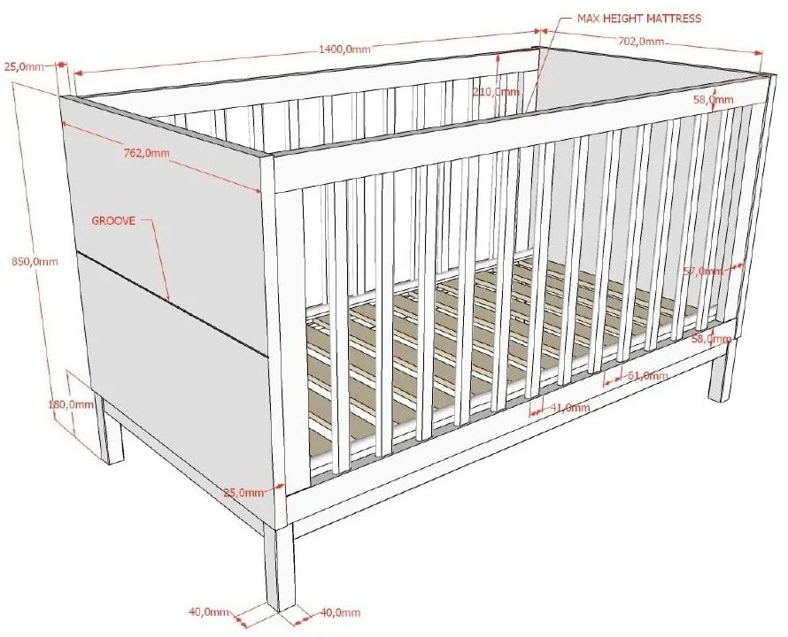 Biela postieľka z borovicového dreva 70x140 cm Eva – Vipack