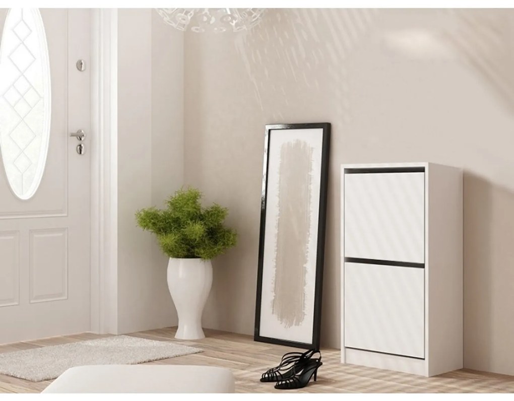 Skrinka na topánky dva diely biely