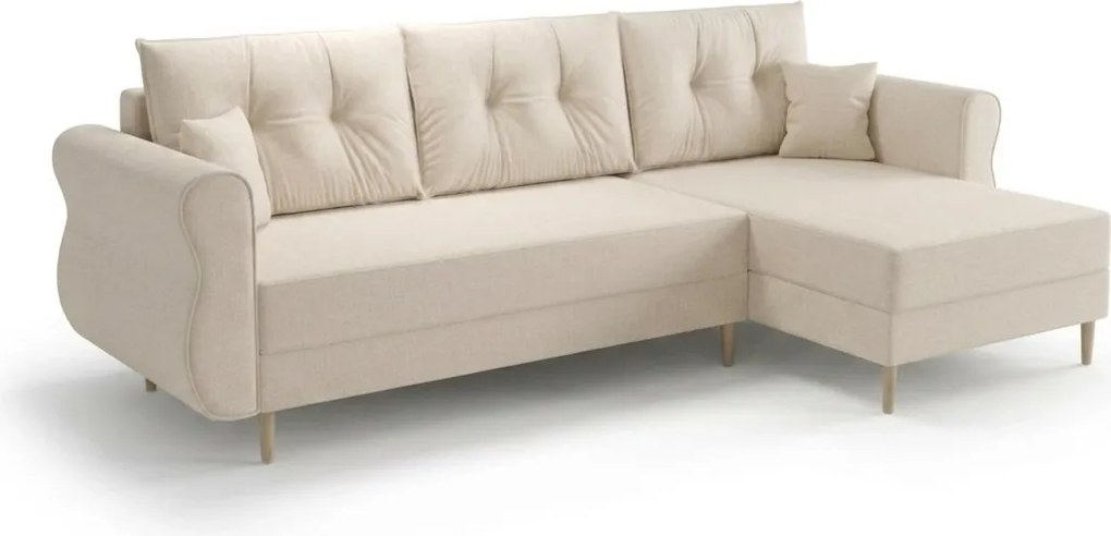 Rozkladacia obojstranná sedacia súprava do L SILVIANO 230x140 cm, krémová