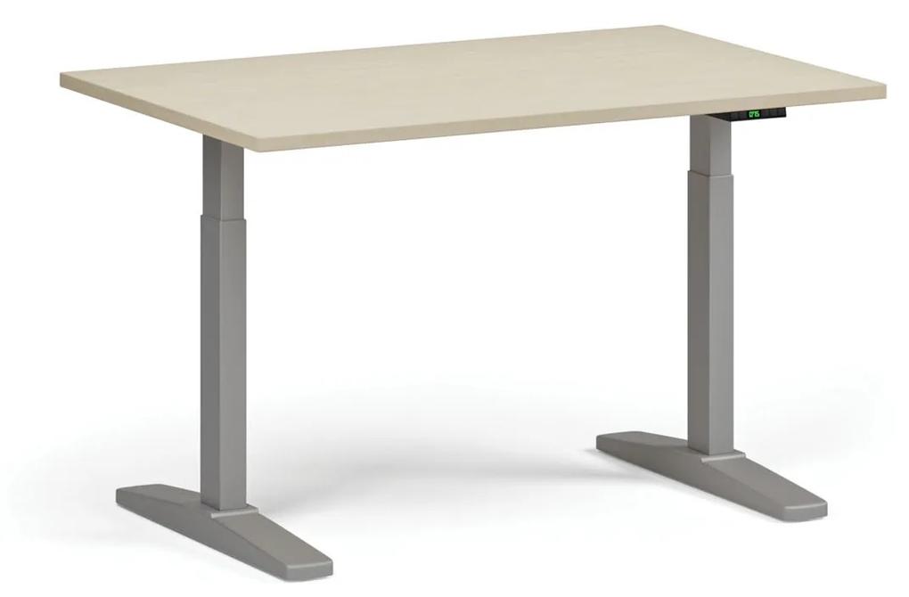 Výškovo nastaviteľný stôl, elektrický, 675-1325 mm, doska 1200x800 mm, sivá podnož, buk