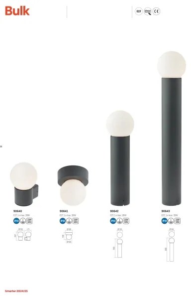 Redo 90643 - Vonkajšia lampa BULK 1xE27/20W/230V 80 cm IP44 antracit