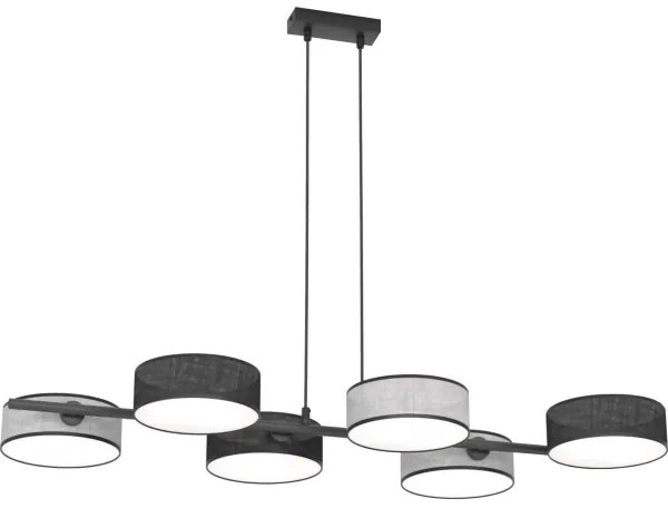 Závesný luster na lanku DRUMZ 6xE14/10W/230V čierna/šedá
