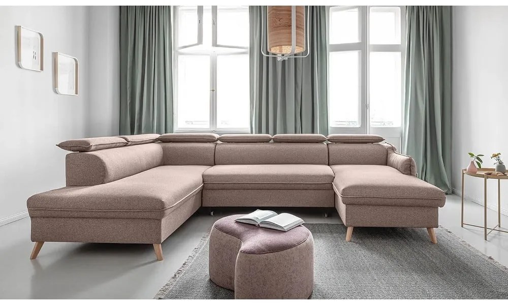 Béžová rozkladacia rohová pohovka (ľavý roh) Sweet Harmony – Miuform