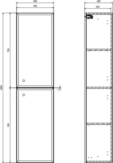 Cersanit S1021-010 - Závesná kúpeľňová skrinka MILLE 160x40 cm matná biela