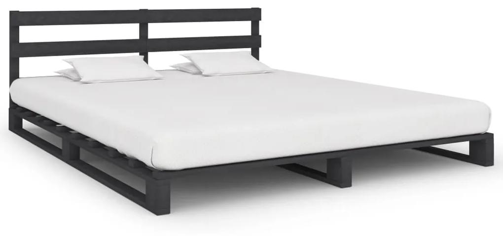 vidaXL Paletový posteľný rám sivý 180x200 cm masívne borovicové drevo
