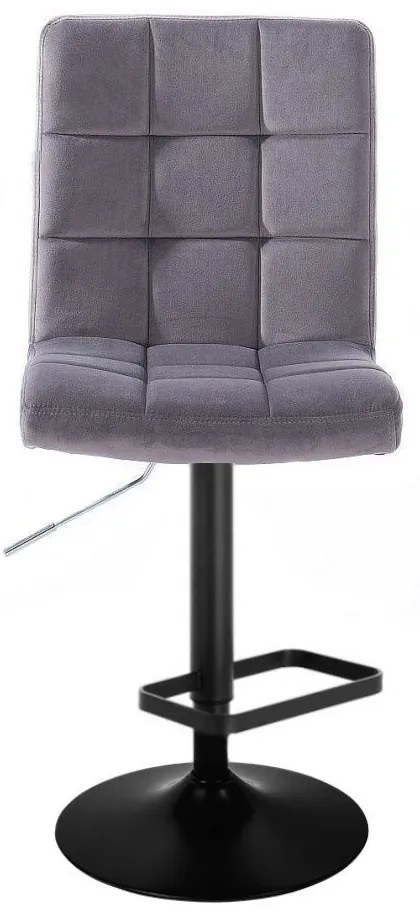 LuxuryForm DESIGN Barová stolička TOLEDO VELUR na čiernom tanieri - tmavo šedá