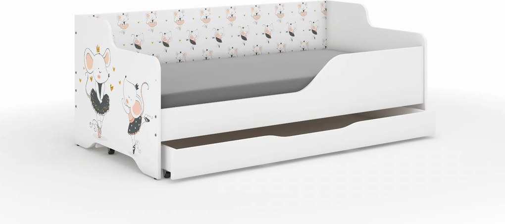 Wooden Toys Detská posteľ LILU 160x80 MYSZKA SAFARI – sada