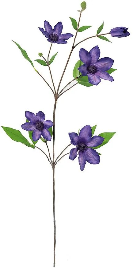 Umelý 4-kvetý plamienok v kvetináči clematis 75 cm