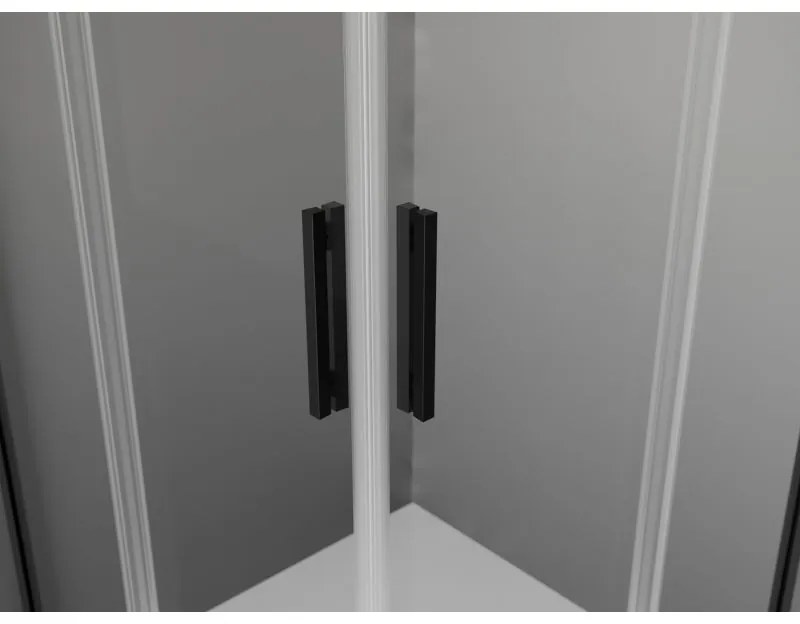 Mexen Exo, 2-krídlový sprchovací kút 80 x 80 cm, 6mm číre sklo, čierny profil, 8110-080-080-70-00