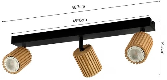 Brilagi - Bodové svietidlo MODERN WOOD 3xGU10/8W/230V drevo/čierna