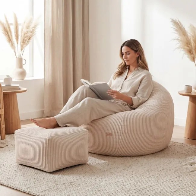 Sedací vak s podnožkou COMFY 3.0 béžový
