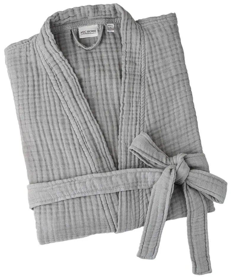 Sivý mušelínový župan veľkosť S/M Kimono – Foutastic