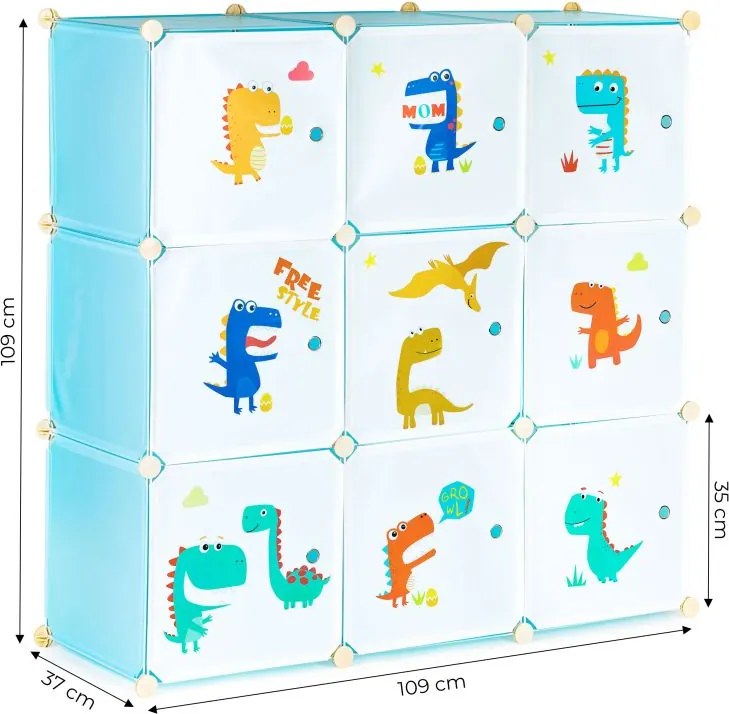 Detská modulárna policová skriňa s 9 policami