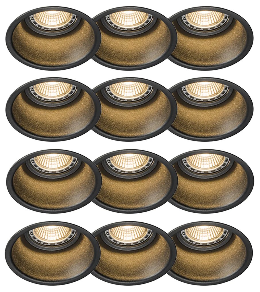 Sada 12 moderných zapustených bodových svetiel čiernych - Dept