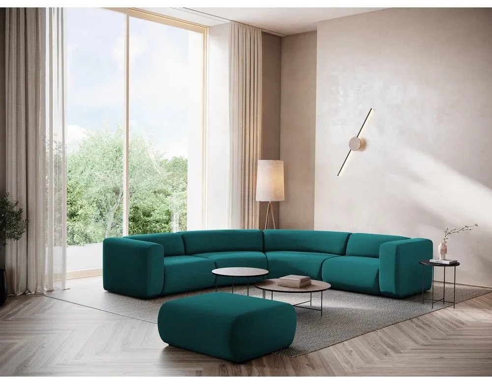 Tyrkysovomodrá zamatová podnožka Ekahi – Makamii