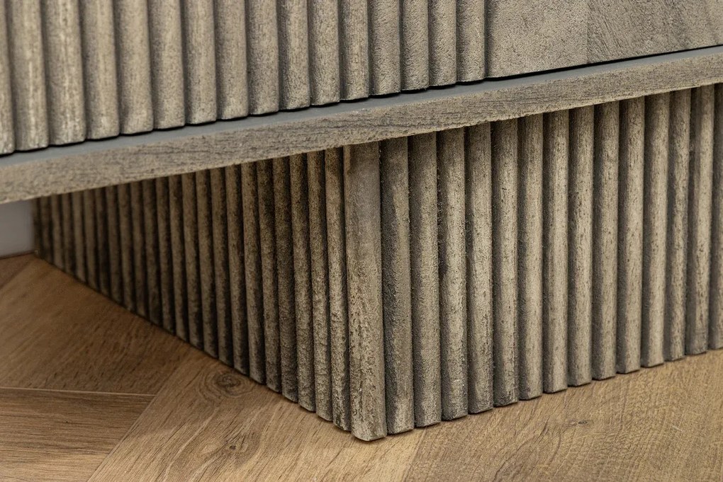 ART DECO tv komoda 200 cm 3D mangové drevo, dymová sivá