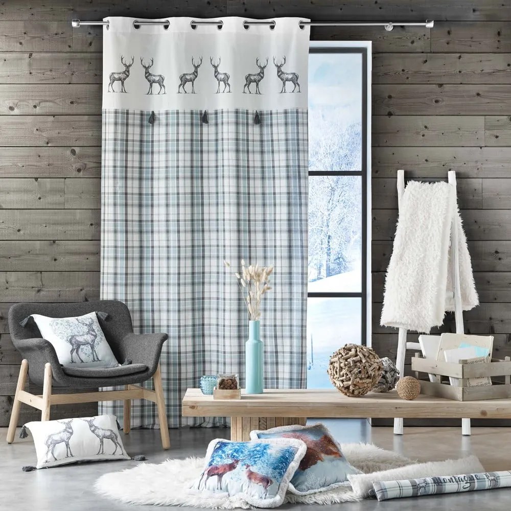 Bielo-modrý záves 140x240 cm Megeve – douceur d'intérieur