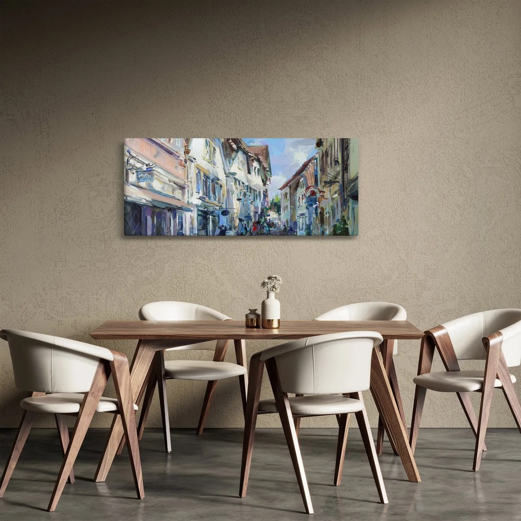 Obraz - Ulička starého mesta, akrylová maľba (120x50 cm)