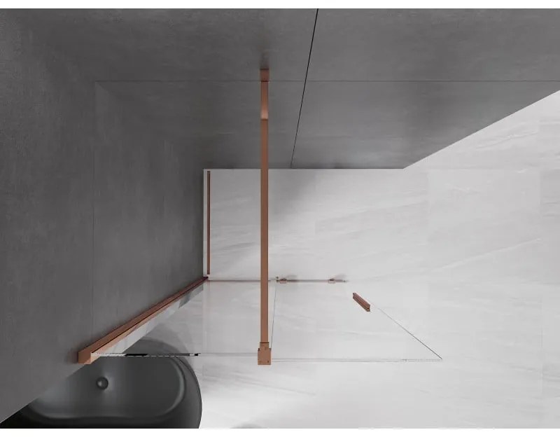 Mexen Velar, posuvné dvere do otvoru typ Walk-In 75 cm, 8mm číre sklo, ružové zlato, 871-075-000-03-60