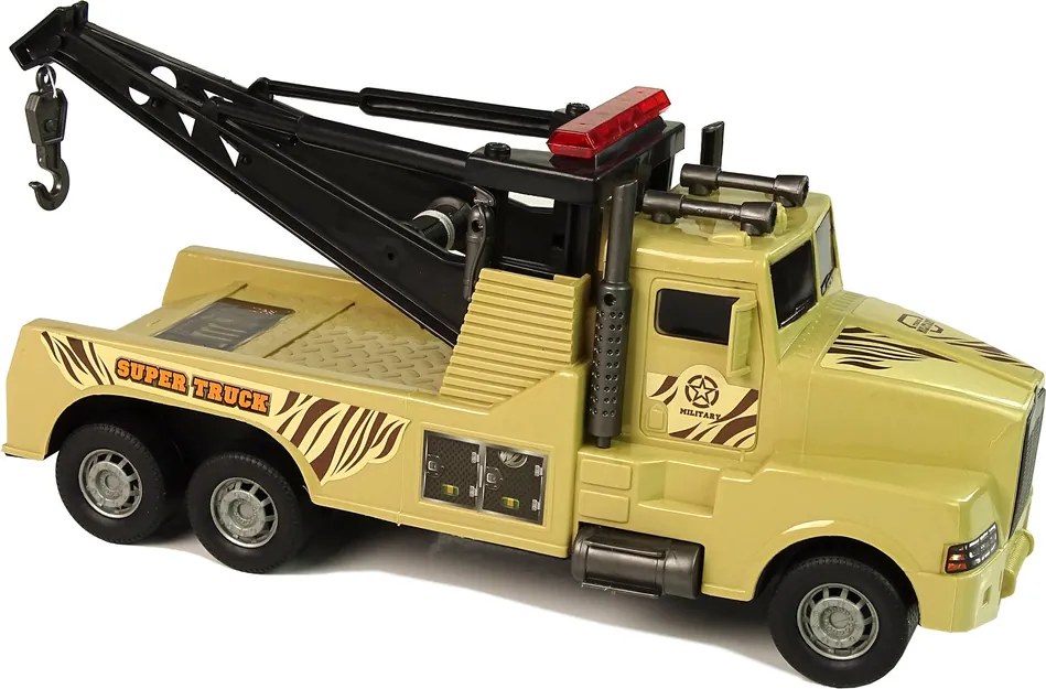 LEAN Toys Auto Tow Truck Pomoc na ceste 1:10 Lano Vojenská hnedá