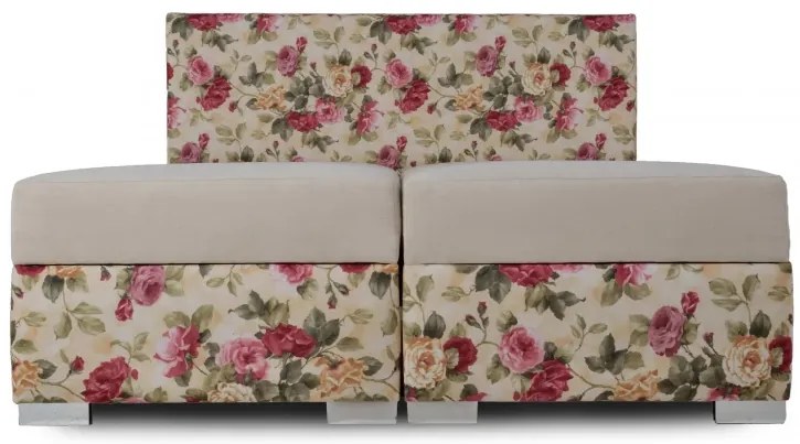 Čalúnená manželská posteľ VIVA, 200x180, kvety / béžová (2108 / aston 1)