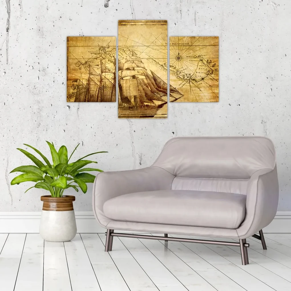 Obraz - Stará mapa (90x60 cm)
