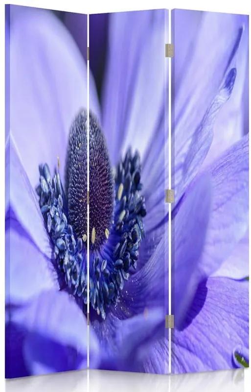 CARO Paraván - Blue-Violet Flower | trojdielny | obojstranný 110x150 cm