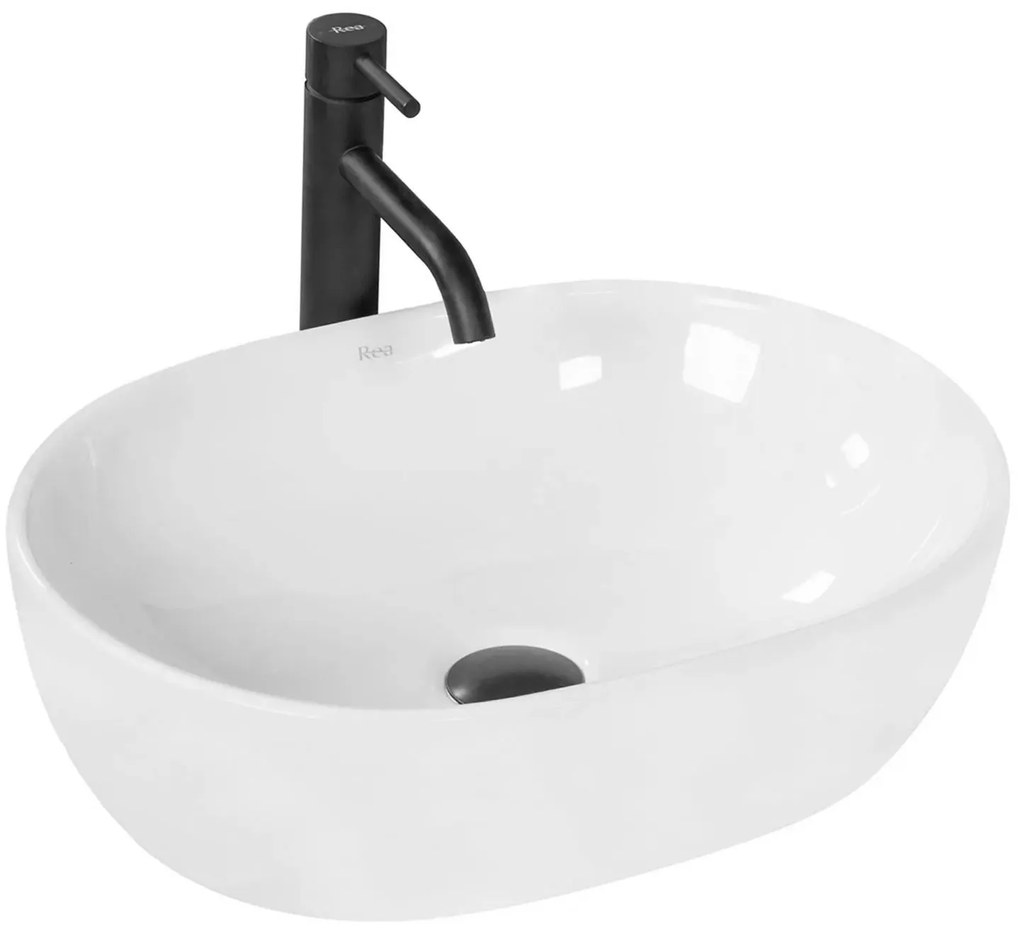 Rea Amelia, umývadlo na dosku 480x345x135 mm, biela lesklá, REA-U0416