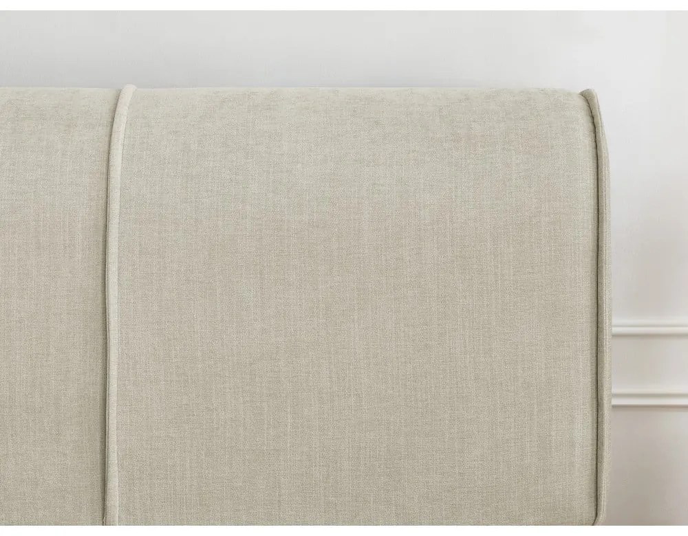 Béžová čalúnená dvojlôžková posteľ s úložným priestorom s roštom 180x200 cm Vernon – Bobochic Paris