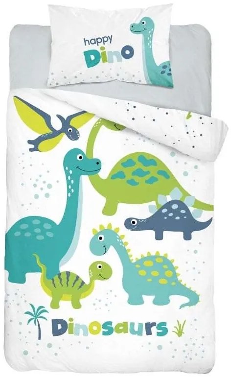 Bambusové obliečky do postieľky Dinosaurus green 100x135/40x60