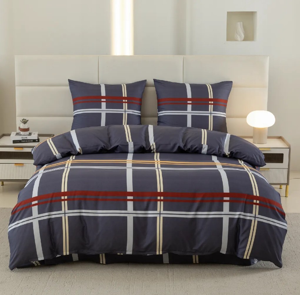 Obliečky z mikrovlákna TARTAN tmavomodré Rozmer obliečky: 2 ks 70 x 80 cm | 160 x 200 cm