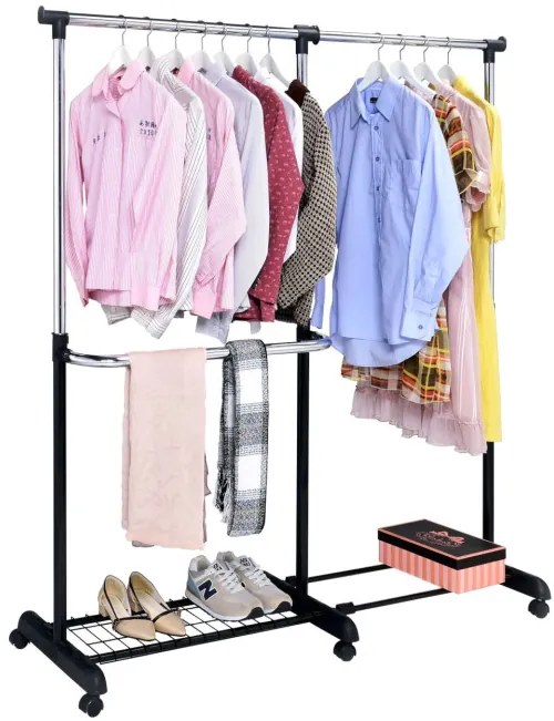 Vešiakový stojan na kolieskach RUFO čierny