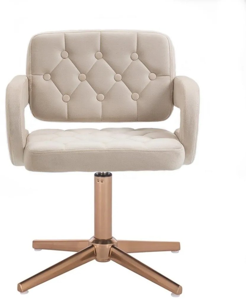 LuxuryForm DESIGN Stolička ADRIA VELUR na zlatom kríži - krémová