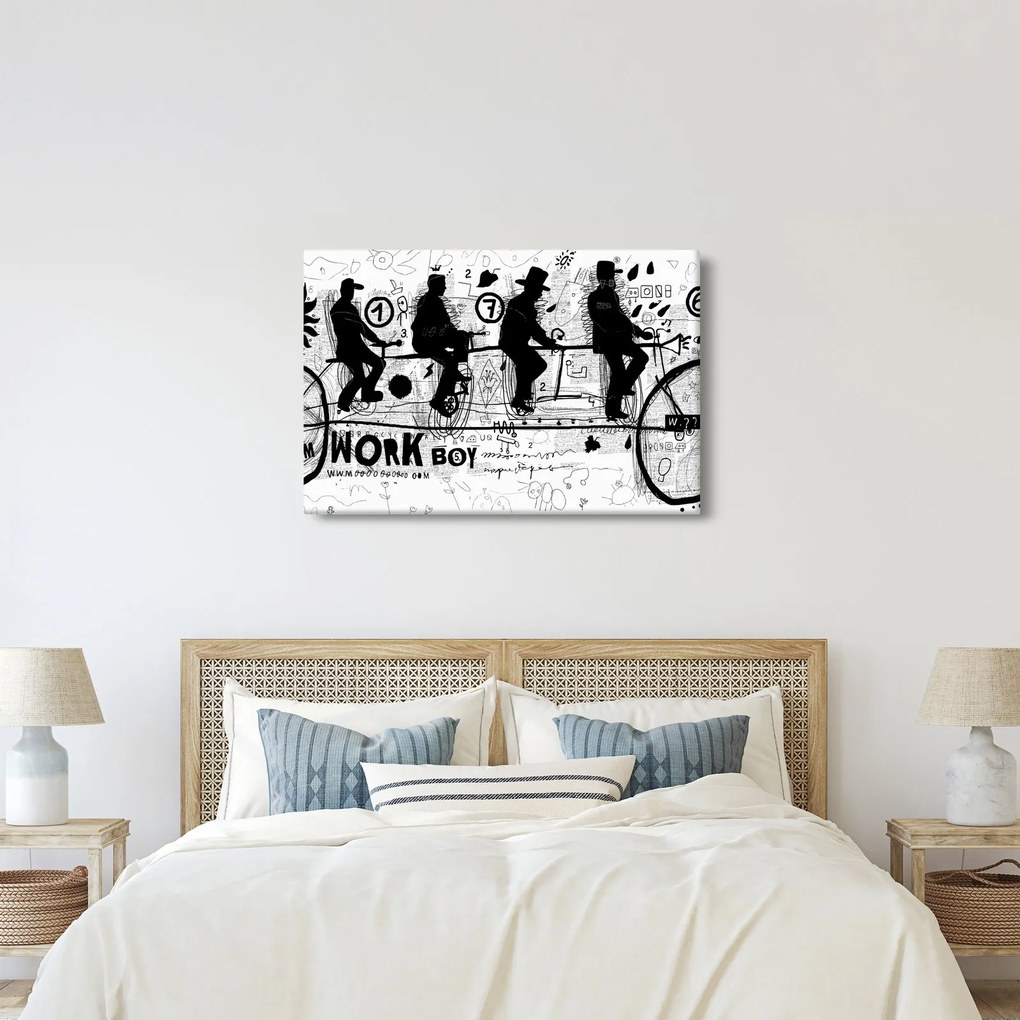 Obraz - Tímová práca, jazda na bicykli (90x60 cm)