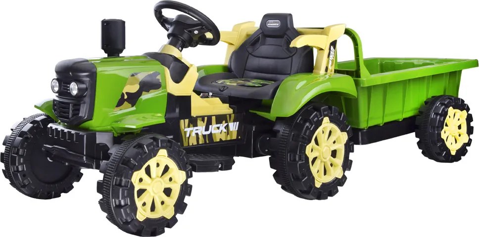 JOKOMISIADA Traktor s prívesom na akumulátor, svietiaci, zelený PA0234