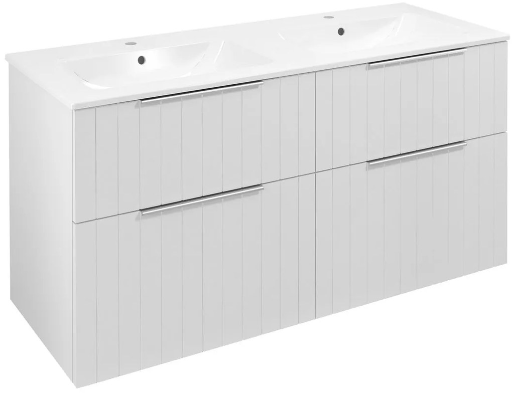 Sapho Sapho, CIRASA umývadlová skrinka s dvojitým umývadlom 121x66x46cm, biela matná strip, CR121-3131S-21