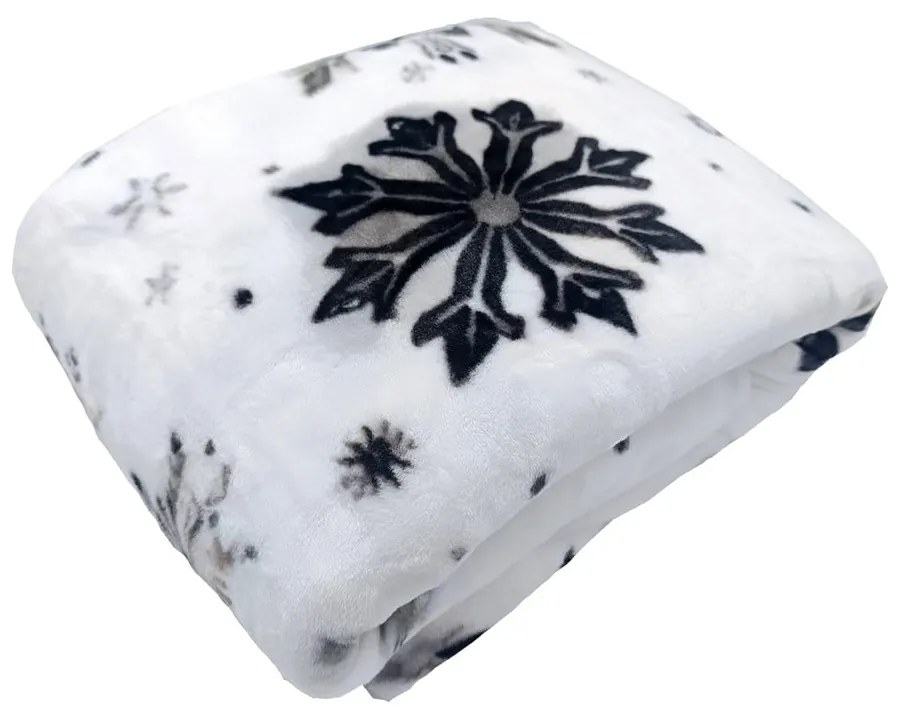 Biela mikroplyšová deka s vianočným motívom 150x200 cm Nord Flake – My House