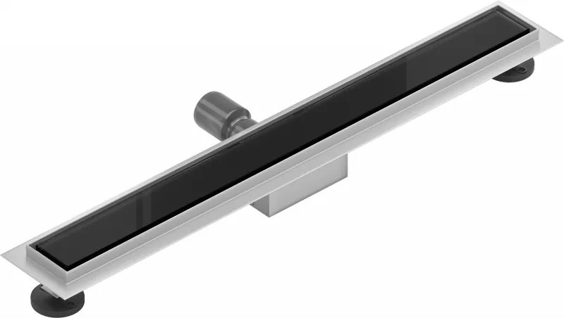 Mexen Flat nerezový sprchový žľab 60 cm vzor čierne sklo, 1026060-15