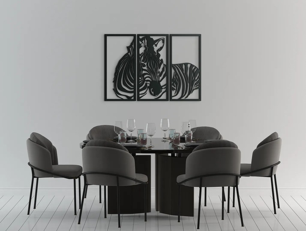 drevko 3-dielny obraz na stenu Zebra Rozmer obrazu: 45 x 65 cm, Farba dekorácie: Čierna